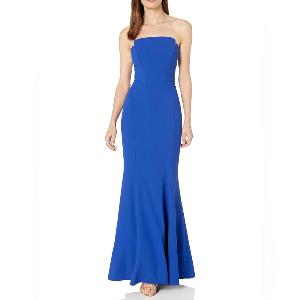 Jill Stuart Women's Deco Neckline Strapless Column Gown